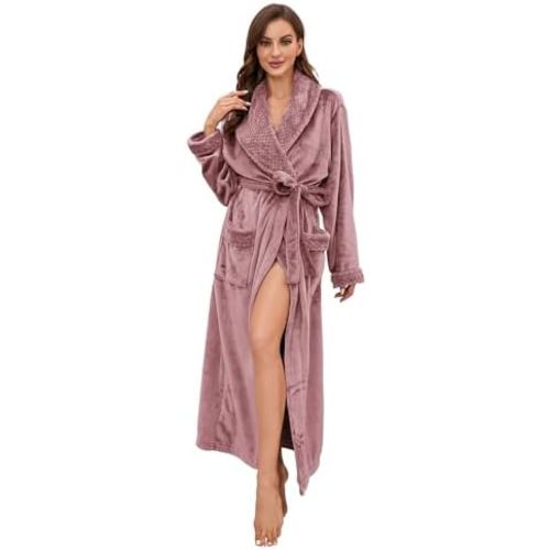 HEARTNICE Womens Fleece Robe, Soft Plush Bathrobe for Womens, Fluffy Long House Coat