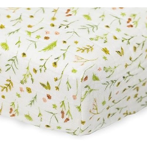 Little Unicorn Changing Pad Cover for Newborns & Infants | Soft & Breathable Muslin Fabric | Baby Diaper Changing Table Pad Cover (Floral Field)