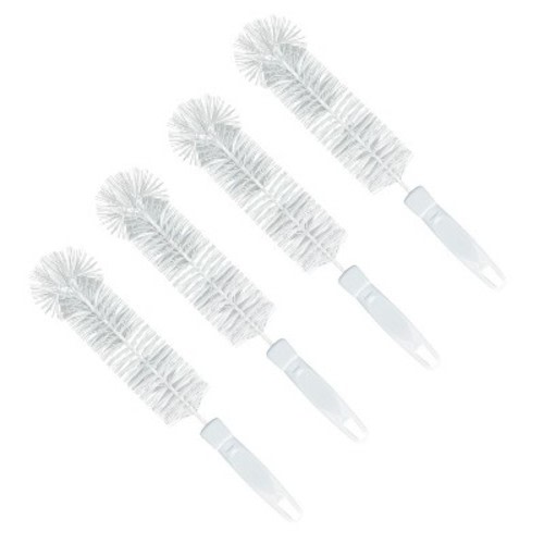 LOLA Bottle Brush Cleaner, 4 Pack, Durable Fiber Bristles Around Twisted Wire with Gripper Handle & Storage Hang Hole, Dishwasher Safe