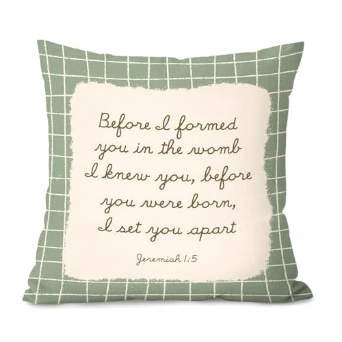 Christian Nursery Decor Pillow Covers 18x18 | Newborn Gifts Pillow Covers,Sage Green Pillowcases for Hoom Nursery Living Room Playroom