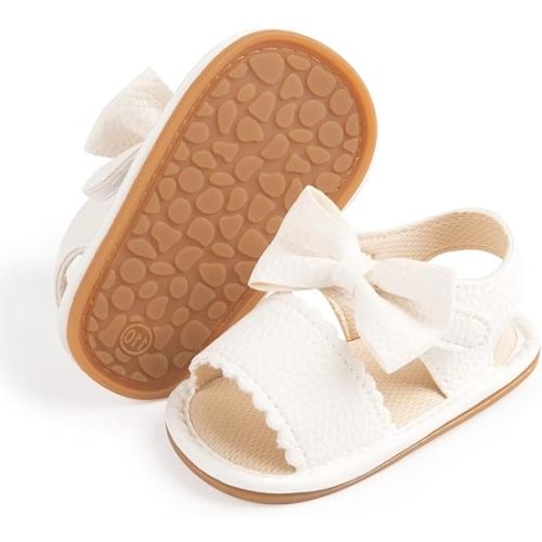 Babelvit Infant Baby Girl Boy Sandals Comfort Premium Summer Outdoor Casual Beach Shoes with Flower Bowknot Anti Slip Rubber Sole Newborn Toddler Prewalker First Walking Shoes