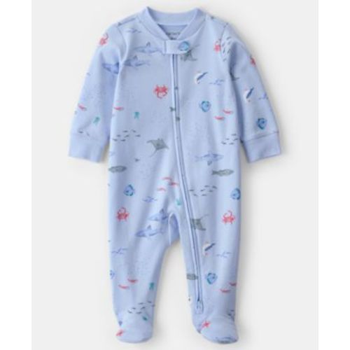 Baby Boys' Sea Animals Two-Way Zip One-Piece Pajama