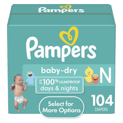Pampers Baby Dry Diapers Size Newborn, 104 Count (Select for More Options)