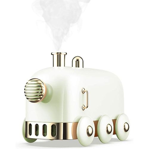 Portable Mini Humidifier, 300ml Cute Train Small Humidifier, Cool Mist Diffuser for Desktop / Office / Bedroom, Ultra Quiet, LED Light Function, USB Charge, Auto Shut Off
