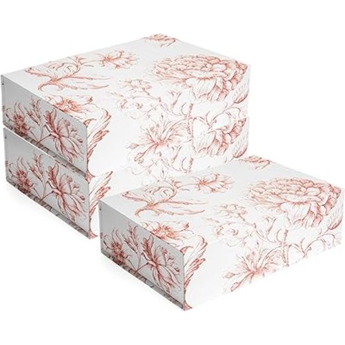 Luxury Keepsake Gift Box 3-Pack | Pink Floral Decorative Boxes with Magnetic Lids for Presents, Wedding Memory Box, and Bridal Gifts. 11.5" x 7.5" x 3.5"
