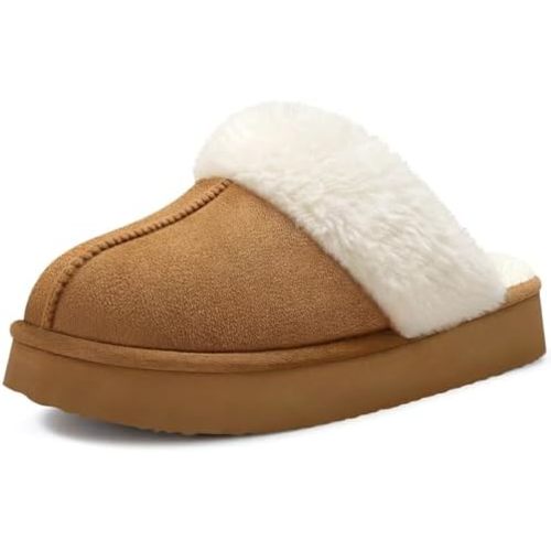 Litfun Womens Fuzzy Memory Foam Slippers Fluffy Platform Winter House Shoes for Indoor and Outdoor