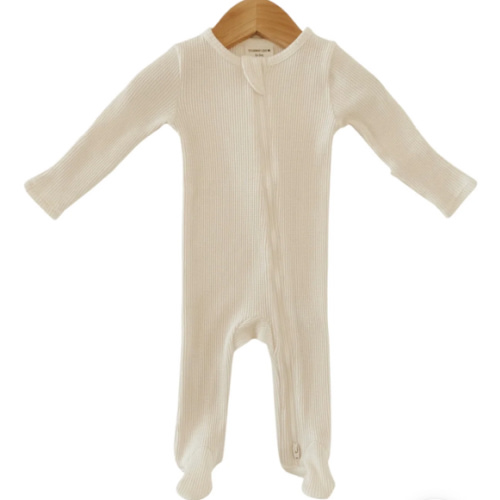 Organic Waffle 2-Way Zip Footie, Snow