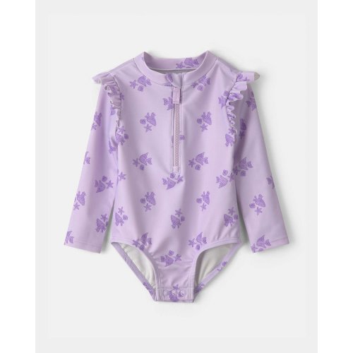 Baby Girl Sea Animal 1-Piece Rashguard Swimsuit - Purple | Carter's