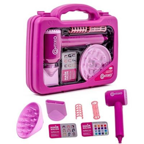Contixo PT3 Hair Salon Set Toy, Pretend Play Hair Dryer & Accessories Kit, 6-Piece Styling Set Role Play Beauty Toys for Kids & Toddlers Ages 3+