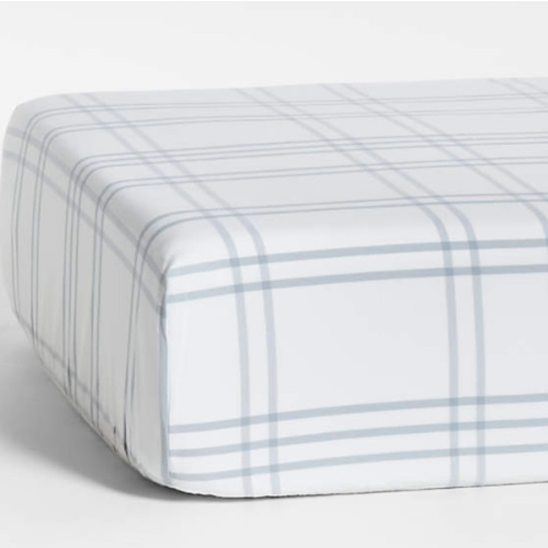 Stax Mist Blue 100% Organic Cotton Baby Crib Fitted Sheet