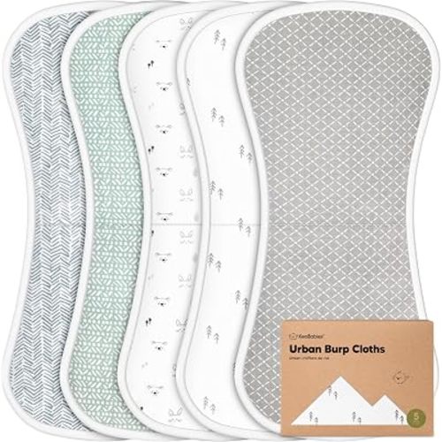 Organic Burp Cloths Baby Boy & Girl, 5-pack Cotton Burp Rags (Nordic)