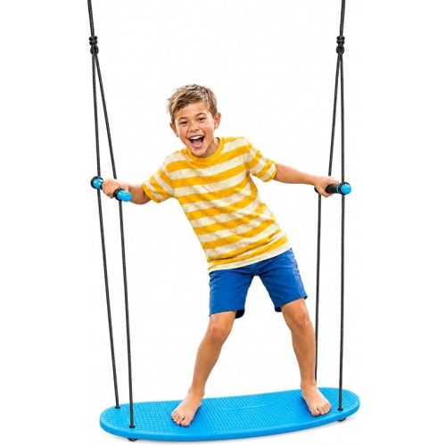 Swurfer Kick Stand Up Surfing Tree Swing Outdoor Swings for Kids Up to 200 Lbs - Hang from Up to 10 Feet High - Includes 24" SwingBoard, UV Resistant Rope, & Handles