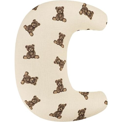SWESEN Nursing Pillow Cover, Soft Removable Cover for Breastfeeding Pillows, Pillow Slipcover for Baby Boys and Girls, Comfortable & Breathable,Bear, Washable (Only Cover)