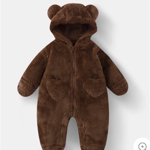 Baby Bear Hooded Fleece Romper