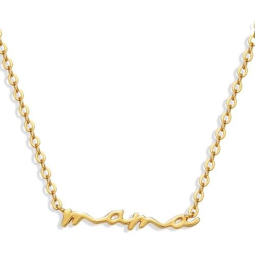 Moodear Mothers Day Gifts Mama Pendant Necklaces for Women - Dainty Small 18K Gold Plated Mom Necklace Non Tarnish Gift for Mom,New Mom Trendy