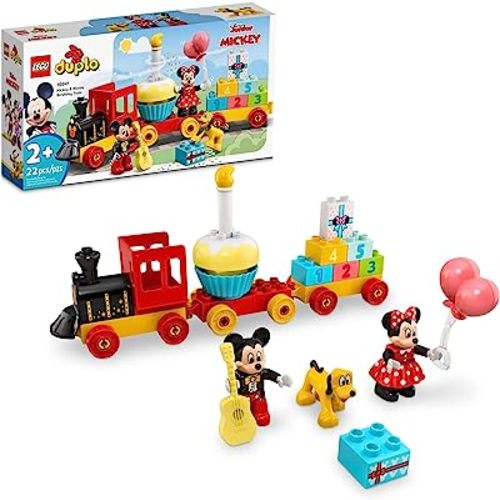 LEGO DUPLO Disney Mickey & Minnie Mouse Birthday Train - Building Toys for Toddlers with Number Bricks, Cake and Balloons, Early Learning and Motor Skill Toy, Great Gift for Girls, Boys Ages 2+, 10941