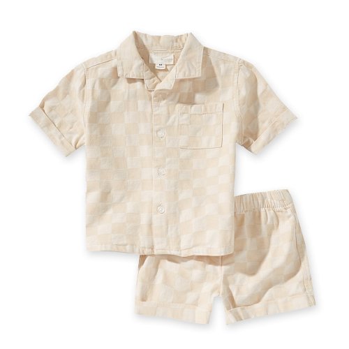 Scene&Heard Baby Boys Checked Camp Shirt & Pull-On Shorts Set