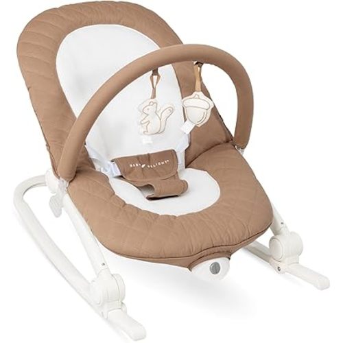 Baby Delight Aura | Deluxe Portable Rocker & Seat for Infants | Soothing Vibration & Sounds | Baby Rocker | Quilted Organic Mocha