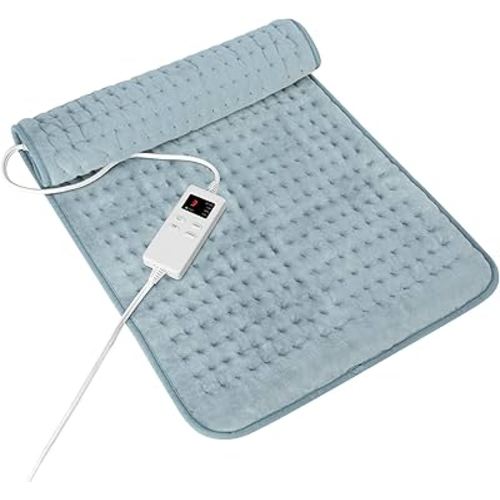 Heating Pad for Period Cramps, Heating Pad for Back/Neck/Shoulder Muscle Pain, 6 Heating&4 Timer Setting, Auto Shut Off, Dry/Moist Heat & Machine Washable, Gray Birthday Christmas Gifts for Women Mom