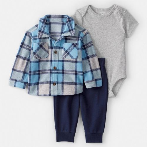 Baby Boy Carter's 3-pc. Plaid Shacket, Bodysuit & Pants Set