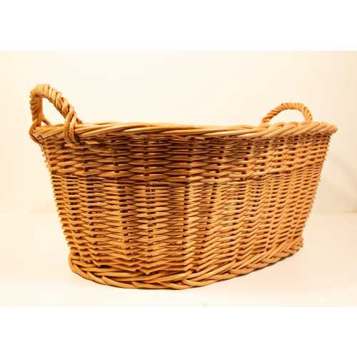 Handmade Thicker Wicker Laundry Storage Oval Basket with Handles Middle M Size