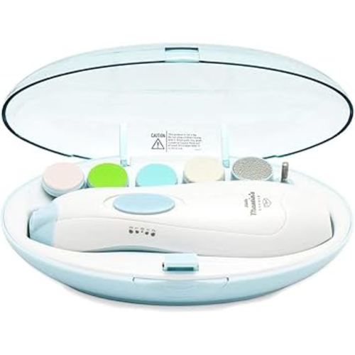 Little Martin’s Drawer Baby Nail Trimmer File with Light - Safe Electric Nail Clippers Kit for Newborn Infant Toddler Kids Toes and Fingernails - Care, Polish and Trim - Battery Operated (AA), Blue