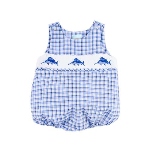 Sailfish Smocked Royal Plaid Sun Bubble