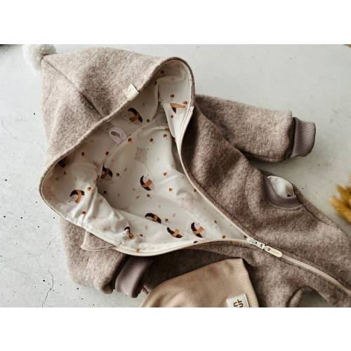 Wool Baby Snowsuit, Hooded Newborn Overall, Organic Cotton Lining