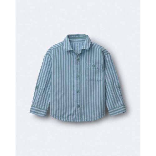 Toddler Boy Button-Down Long-Sleeve Shirt in Stripes - Blue - Otter Avenue | Carter's