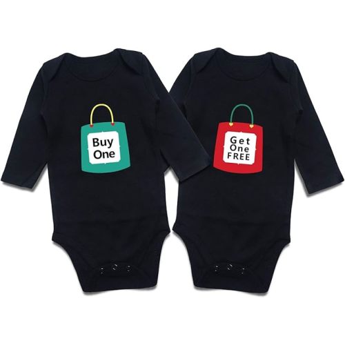 Funny Twins Baby Bodysuits Boys Girls Rompers 2 Pack Twin Matching Clothes Outfits for Newborn Infant
