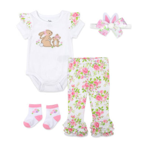 Baby Essentials Easter Baby Girls 4-pc. Baby Clothing Set