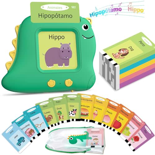 Spanish Talking Flash Cards, Bilingual Español & English Toys for Age 2-5 | Toddler Spanish Toys, Speech Therapy, Autism Sensory Toys, Montessori Learning, Preschool, Birthday Gift for Boys & Girls