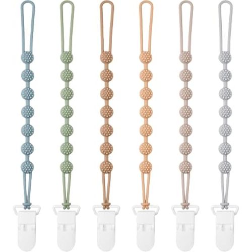 Baby Pacifier Clip, 6 Pack Silicone Pacifier Holder BPA Free