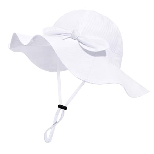 Baby Girl Sun Hat with UPF 50+ Outdoor Adjustable Beach Hat with Wide Brim Bucket Hats