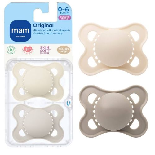MAM Matte Original Unprinted Pacifier 0-6 Months - Unisex - 2pc