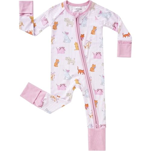 pureborn Baby Sleeper Viscose from Bamboo Zipper Footies 0-24 Months | Buttery soft, 2 way zipper, breathable, unisex infant, fold-over mittens and foot cuffs, all-season, comfortable, snug fit