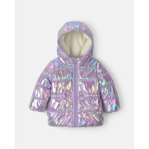 Baby Girl Iridescent Hooded Heavyweight Winter Jacket - Purple | Carter's