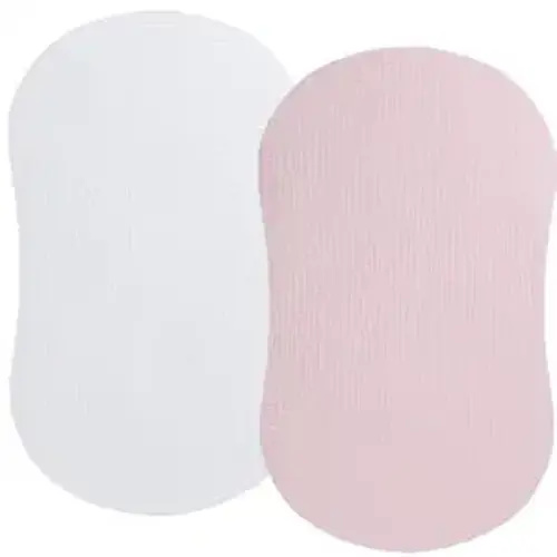 Muslin Bassinet Sheet Compatible with Halo Bassinest Swivel Flex Glide Premiere & Luxe Series Sleeper 2 Pack Cotton Stylish Boho Fitted Bassinet Sheets Super Soft for Baby White & Pink