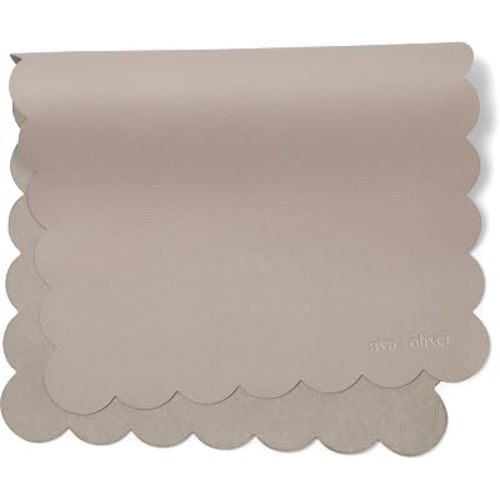 Vegan Leather Baby Changing Mat 16x30in, Wipeable, Foldable, Grey Scallop