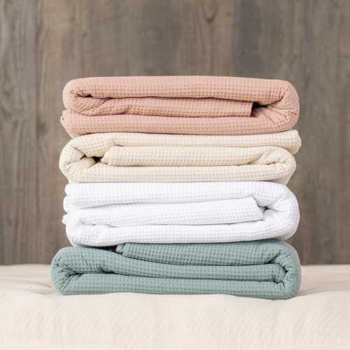 Soft Cotton Waffle Knit Baby Blanket, Lightweight Swaddle