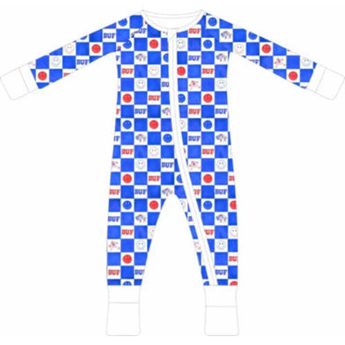 Buf Check Bamboo Zippy – doodle & jack | Size: 3-6 or 6-12