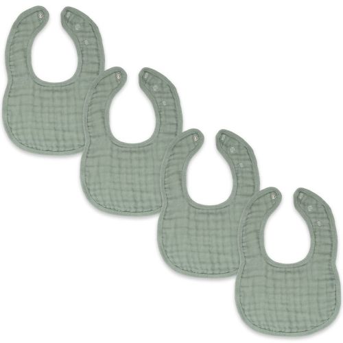Comfy Cubs Muslin Cotton Baby Bibs, 4 Pack, Adjustable Size with Easy Snaps, Soft and Super Absorbent - Fern