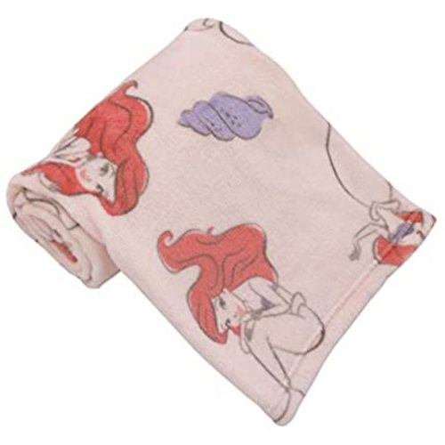 Disney The Little Mermaid Super Soft Pink, Purple, Red Ariel Starfish Seashell French Fiber Baby Blanket