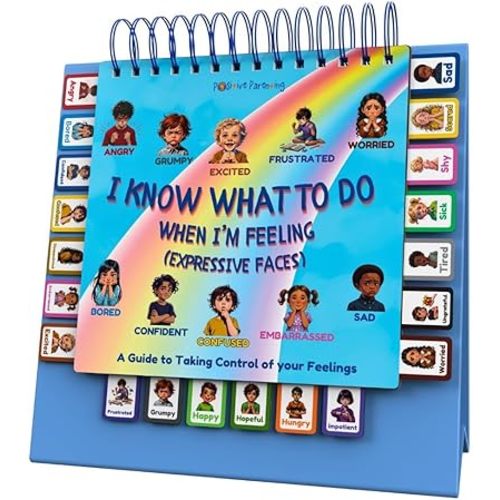 Thought-Spot Expressive Faces Flipbook | Emotions Wheel & Feelings Chart | Emotional Regulation Tool for Home, Class, Calm Down Corner | Helps Kids Learn Coping Skills | Autism Must-Have