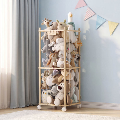 Isabelle & Max™ Solid Wood 2-in-1 Stuffed Animal Storage With Sturdy Cube Base & Elastic Rope, Space-saving Toy Storage For Playroom, Nursery Or Bedroom & Reviews | Wayfair