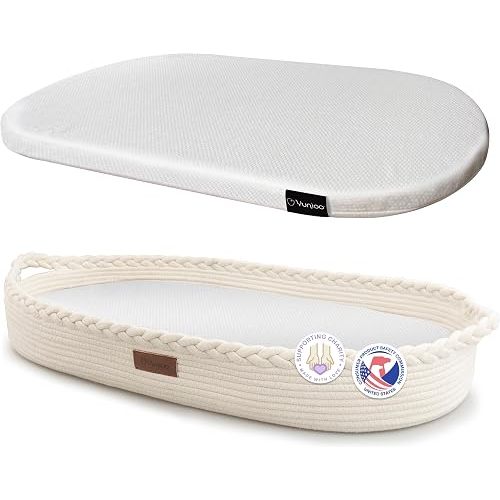 Yunioo Baby Changing Basket, Portable Diaper Changing Pad, Moses Basket for Newborns, Changing Table Topper for Baby Nursery, Waterproof Travel Pad Cover
