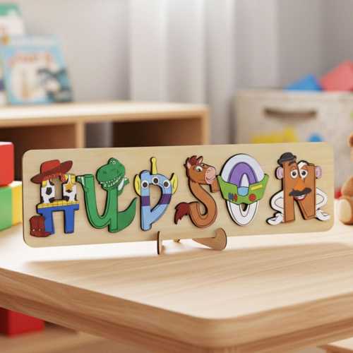 Personalized Wooden Name Puzzle: Toy Story Theme