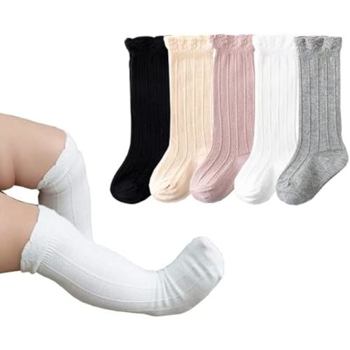 CHUNG Toddler Baby Girls Knee Hight Stocking Cotton Socks 0-7Years Solid Color Bowknot Thin Spring Summer