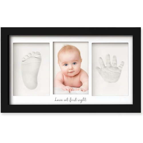 Baby Hand and Footprint Kit - Clay Handprint Keepsake Frame, Newborn Nursery Picture Frame, Personalized New Mom Gifts for Baby Shower & Registry