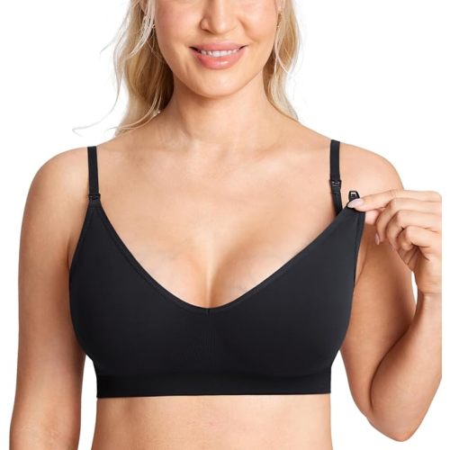 MOMANDA Sleep Nursing Bras for Breastfeeding Seamless Wirefree Maternity Bra V Neck Comfortable Bralette